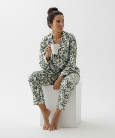 Satin Pajama Tiger Pattern Olive &White - Image 2